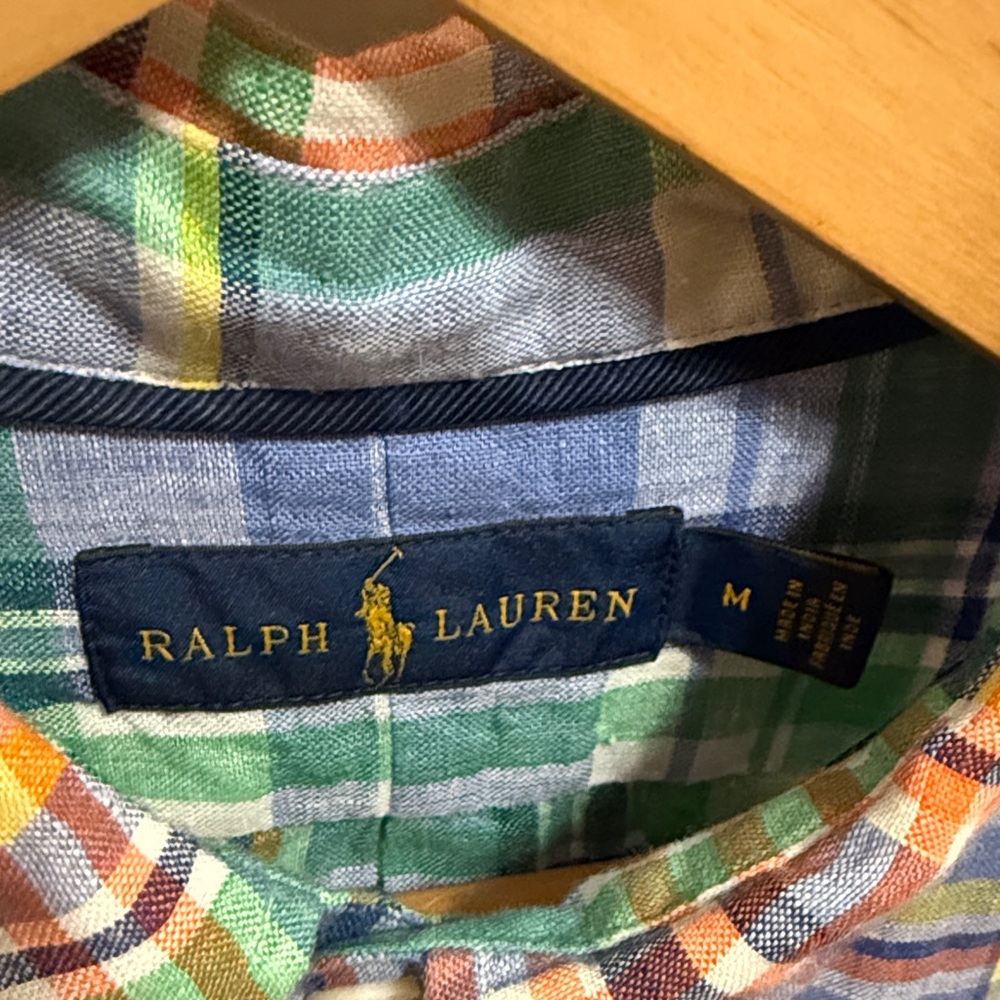 Ralph Lauren Blue and Orange Plaid Lenin Shirt - Picture 2 of 6
